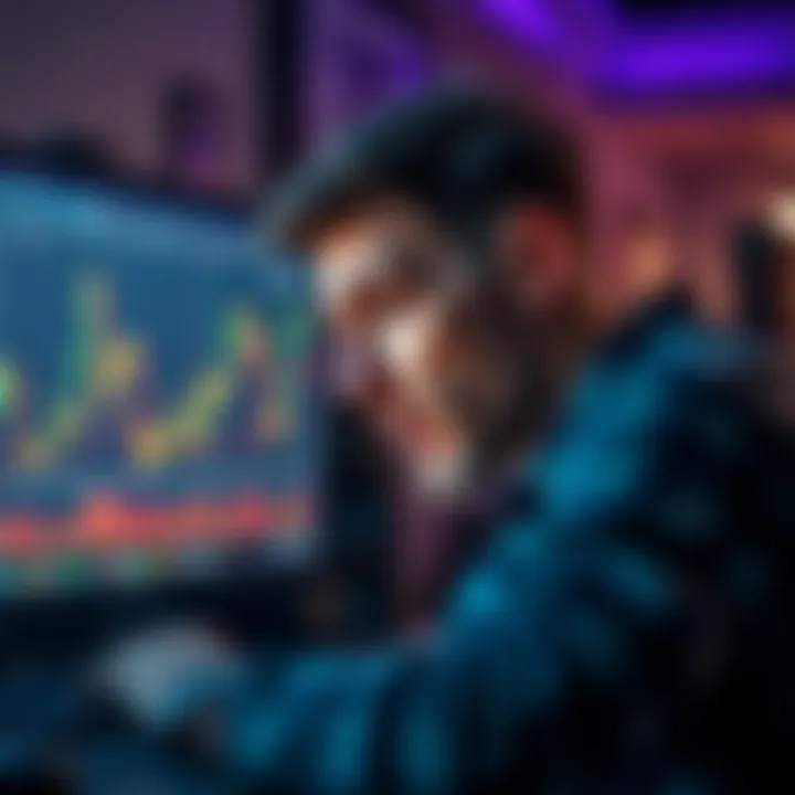 A concerned man staring at financial charts on his computer, reflecting on investing his wife's savings in Ethereum as ETF outflows rise.