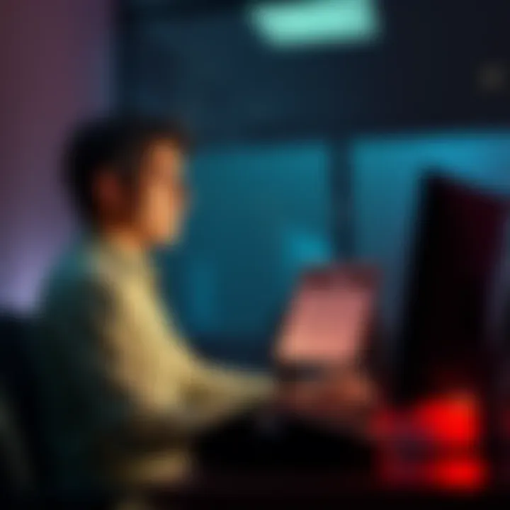 Person looking worried about cashing out A concerned person sitting at a desk, staring at a computer with bank compliance notices