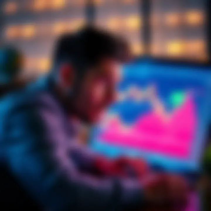 A person looks anxious while staring at a declining stock chart on a laptop screen, representing the risk of losing financial investments