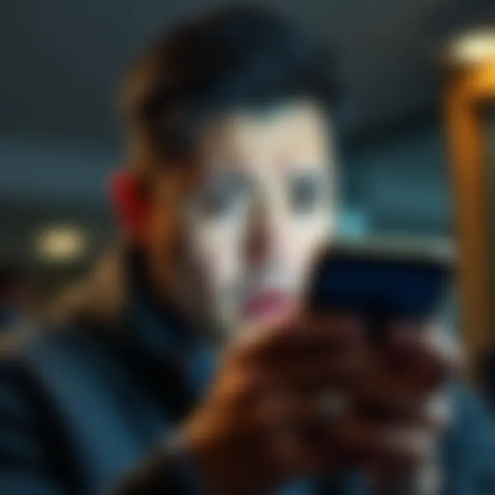 A worried person staring at their phone in distress over lost XRP funds due to a scam