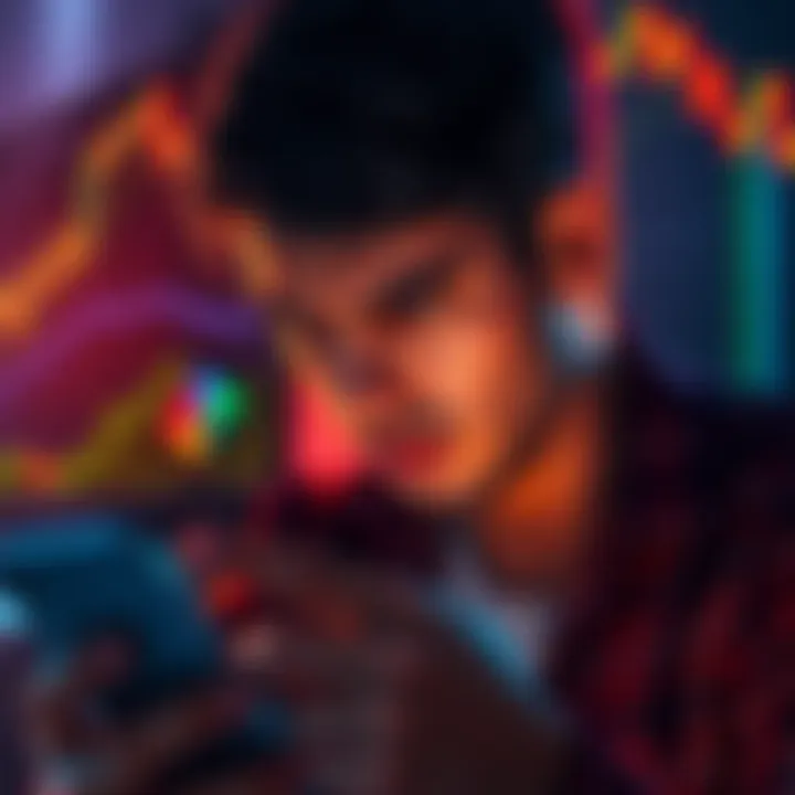 A worried person looking at their phone with declining cryptocurrency charts in the background, reflecting on bad financial advice.