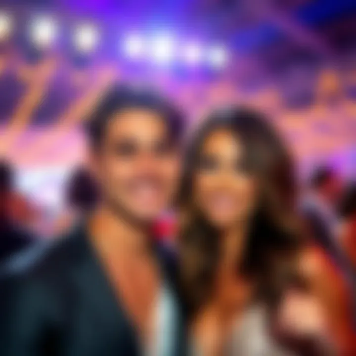 Wyatt and Chantel smile for the camera, showcasing their relationship while at a high-profile event, with bright lights in the background