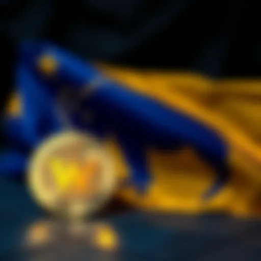 A graphic showing the Wyoming state flag alongside a digital coin representing the new stablecoin FRNT on the Solana blockchain.