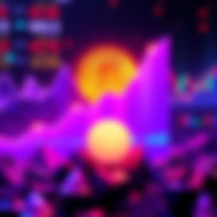 A graphic showing upward trends in cryptocurrency prices with XLM symbol prominently featured.