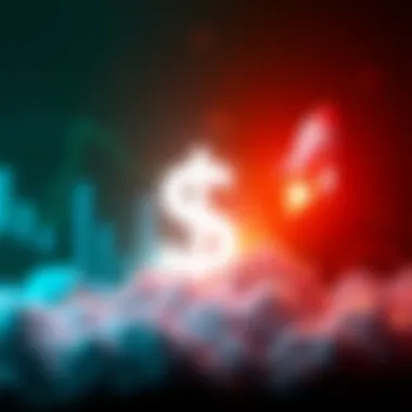 $XLM Price Prediction A graph showing a rising trend in $XLM prices with a dollar sign and a rocket symbol representing growth potential.