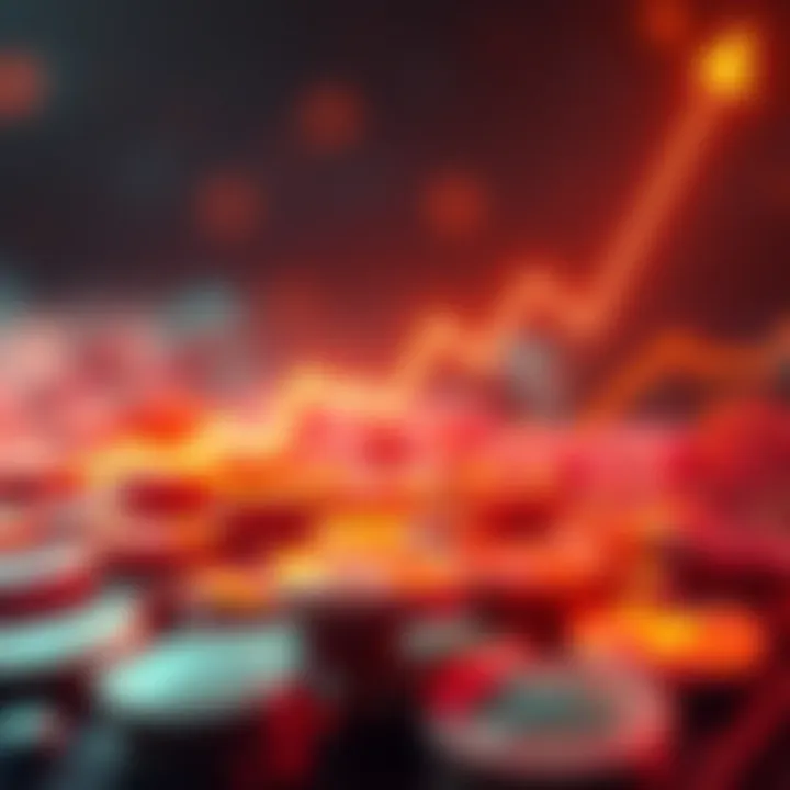 A visual representation of XLM tokens with rising graph lines showing investment growth and enthusiasm among investors.