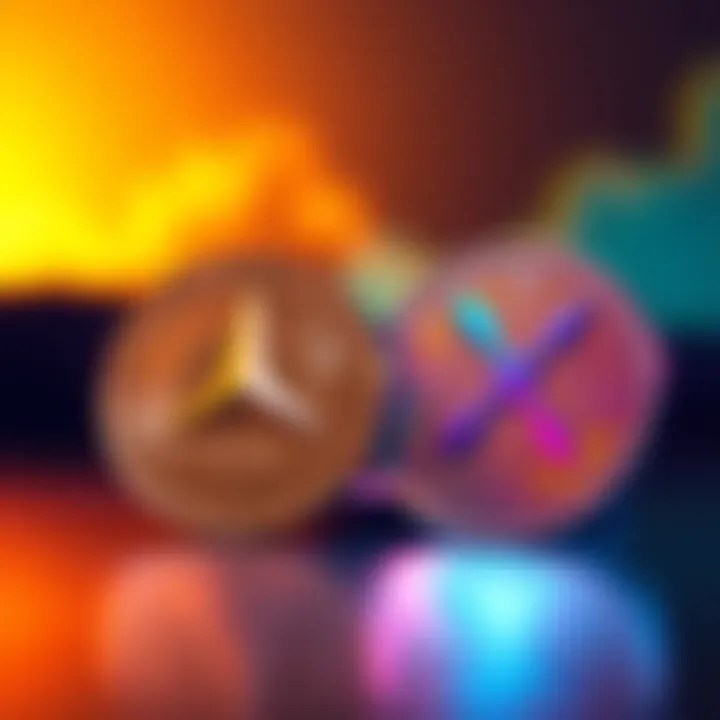 Two cryptocurrency coins representing XLM and XRP side by side, highlighting their differences in design and features