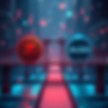 Visual representation of XMR and ALGO cryptocurrencies connected by a bridge symbolizing potential transactions.