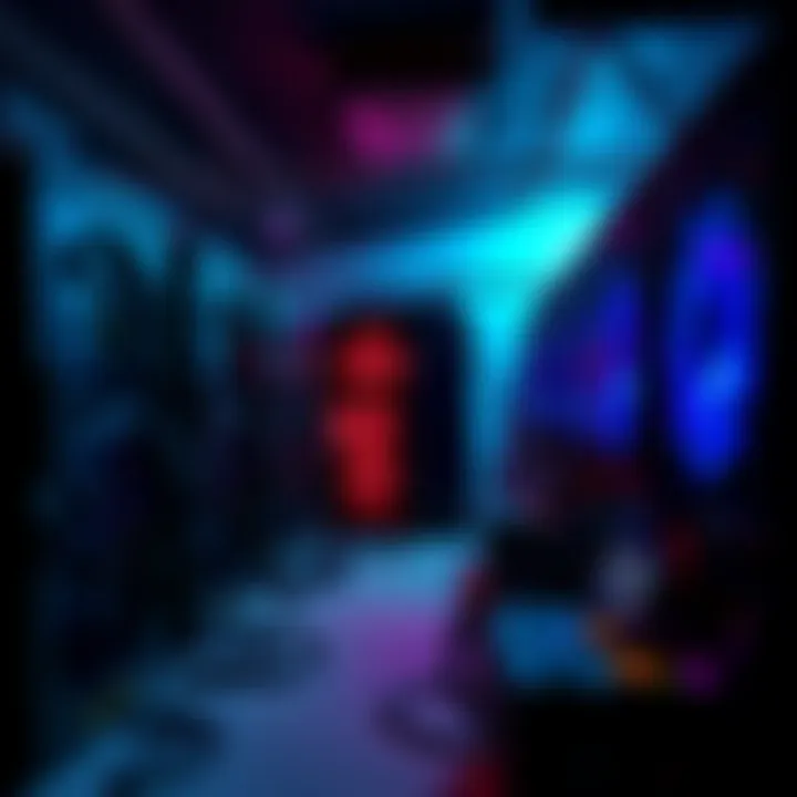 A setup of mining rigs with graphics cards working in a dimly lit room in Austin, Texas