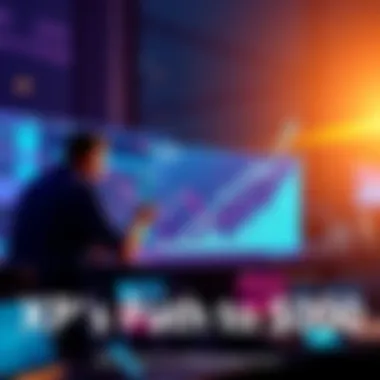 XRP Coin Growth Chart A visual representation of XRP's price chart showing upward trends and market dynamics, with people analyzing data on screens in the background.