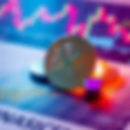 A visual of XRP coins placed on a financial graph showing investment trends