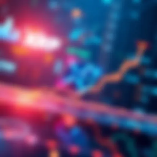 A futuristic digital currency representation with XRP logo, showing upward trends in a graph.