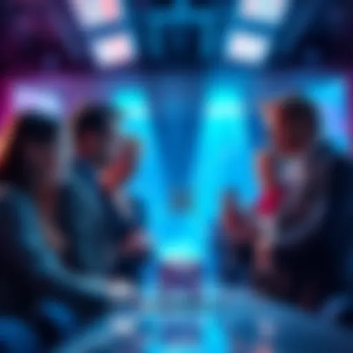 Group of investors discussing XRP cryptocurrency in a bright setting