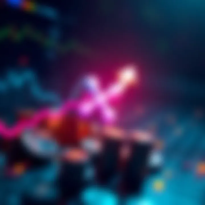 Graph showing XRP price increase with arrows pointing upward and currency symbols around it