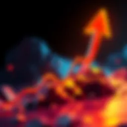 Graph showing a significant upward trend in XRP price prediction with an arrow pointing up, symbolizing potential growth.