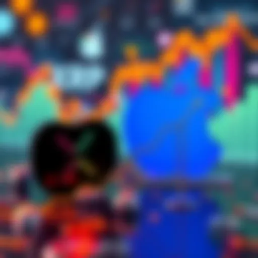 A rising graph showing the growth of XRP alongside the Apple logo, with financial icons in the background.
