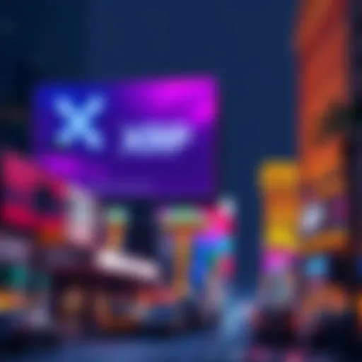 Bright XRP billboard on the Las Vegas Strip near Aria and Vans, showcasing cryptocurrency's influence in the city