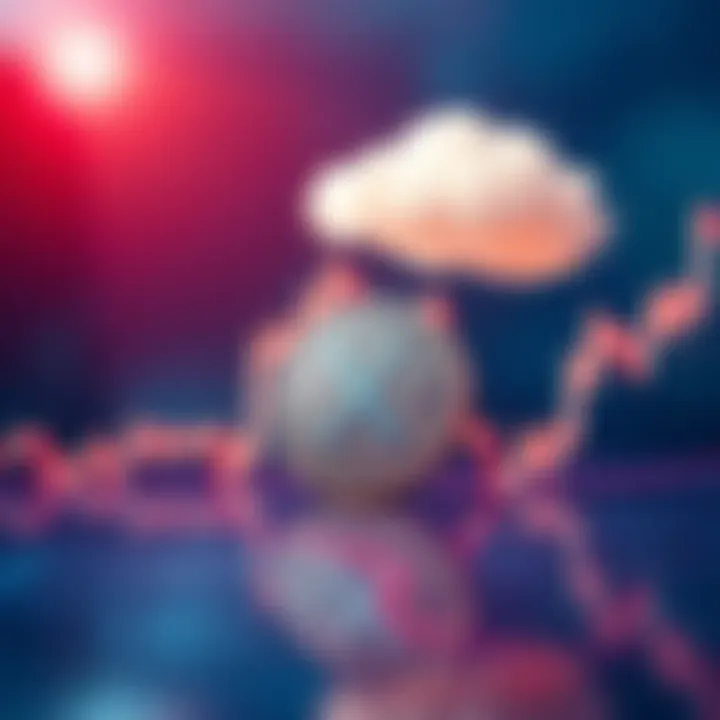 A visual representation of XRP cryptocurrency showing an upward trend on a financial chart with a dream cloud above.