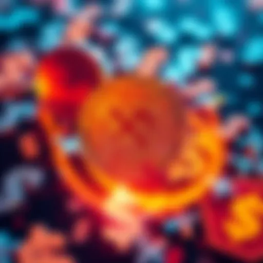 A visual representation of an XRP coin surrounded by dollar signs, symbolizing potential value growth.