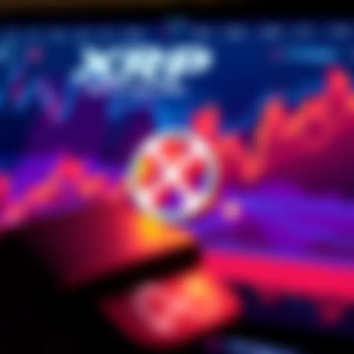 Illustration of the XRP logo alongside a visual of a Coinbase wallet on a digital screen
