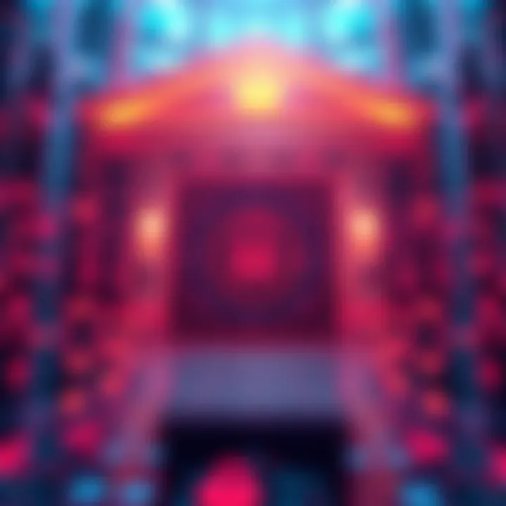 A visual representation of secure financial transactions using XRP on the XRPL, showcasing a digital bank environment with locks symbolizing privacy.