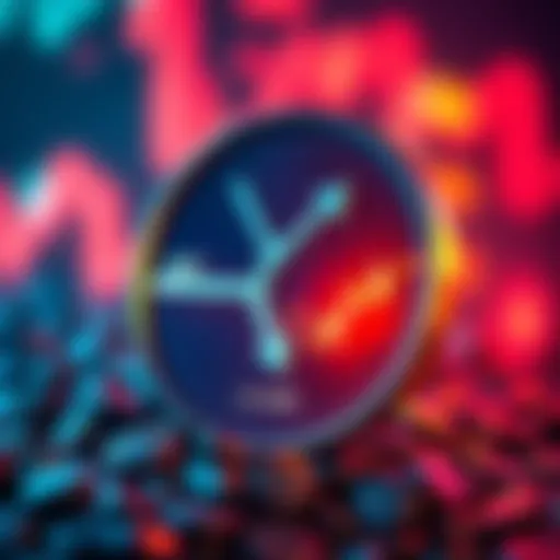 XRP coin with a downward trend arrow indicating a potential price drop