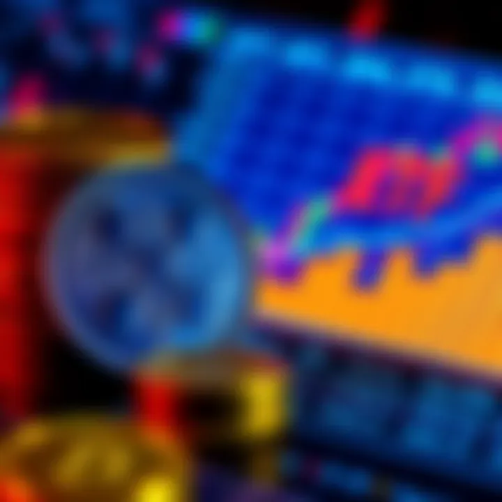 A visual representation of XRP coins alongside a chart symbolizing Exchange Traded Funds, highlighting investment options.