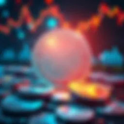 A digital representation of XRP coins with financial graphs in the background, symbolizing growth and investment potential for 2030.