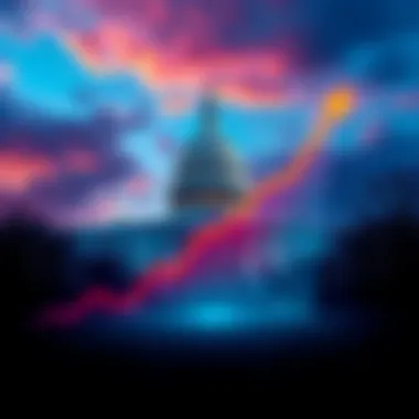 A graphic showing an upward trend in XRP's value alongside the U.S. Capitol, representing market hopes and political factors.