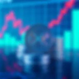 A stack of XRP coins in front of a rising graph line, indicating potential growth in value by 2030