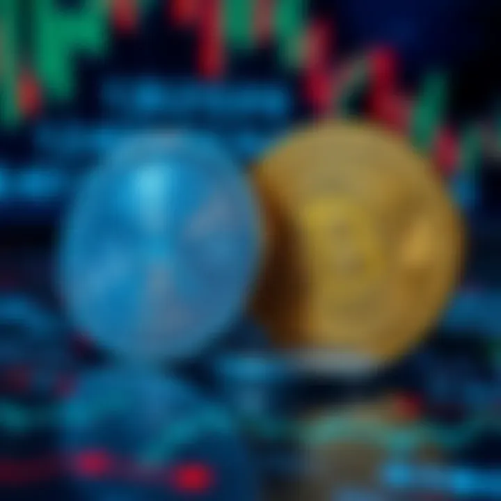 Close-up of XRP and HBAR coins placed together with a digital background, representing current market sentiment.
