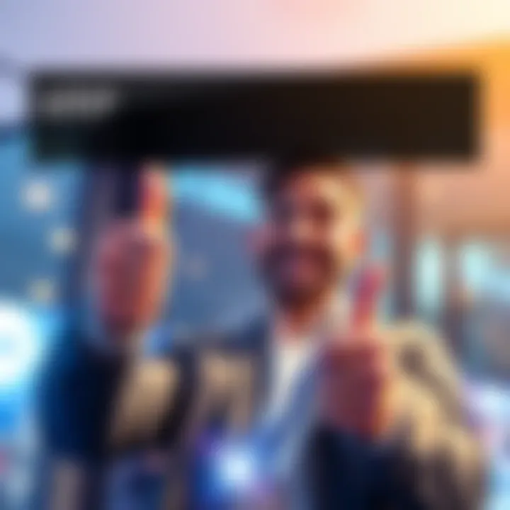 Person celebrating the achievement of an XRP investment goal with a smile and a thumbs-up