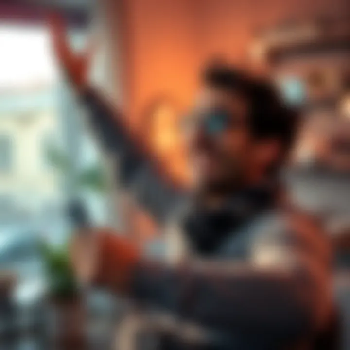 An investor celebrating their successful XRP transaction while managing home expenses