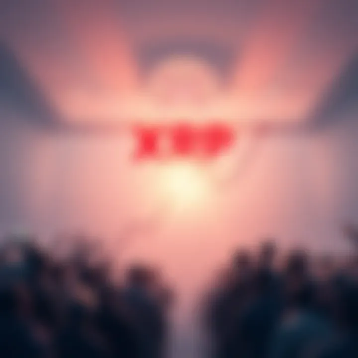 XRP Market Anticipation A visual representation of XRP's potential rise, showing a line graph with a downward trend leading to a bright launch point at $1.60, surrounded by eager investors watching closely.