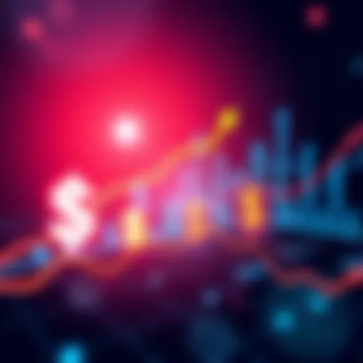 A graph showing rising trends in XRP prices with dollar signs and arrows indicating growth.