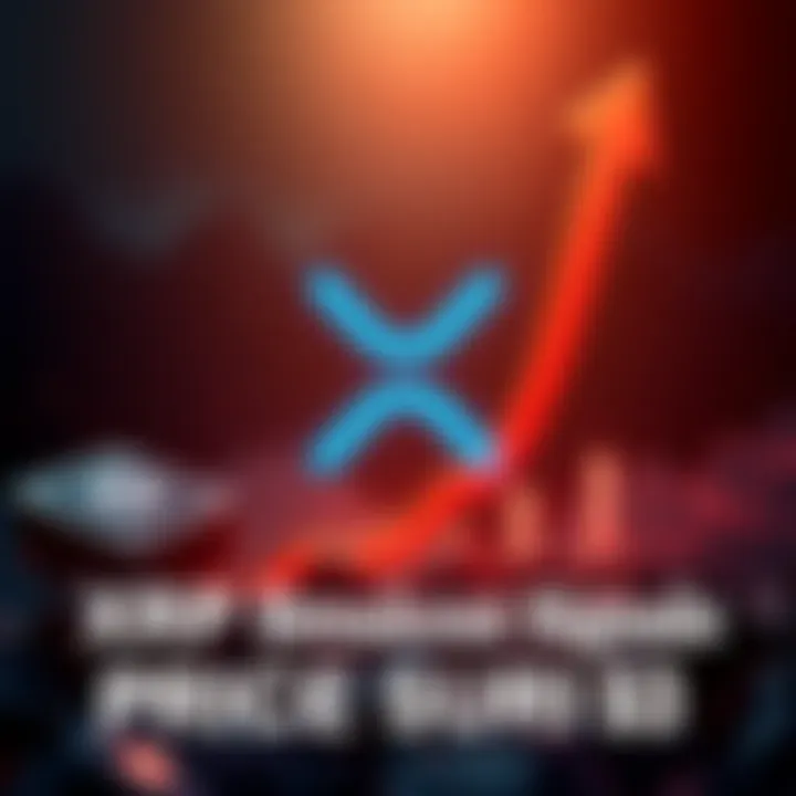 XRP logo with an upward arrow indicating a price increase