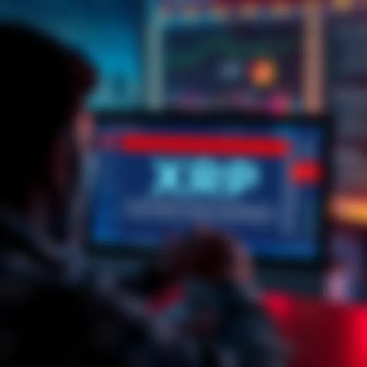 XRP Purchase Issue A frustrated person looking at a computer screen showing a message about XRP purchase restrictions on exchanges