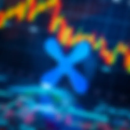XRP Ripple logo overlayed on financial charts showing market volatility and growth