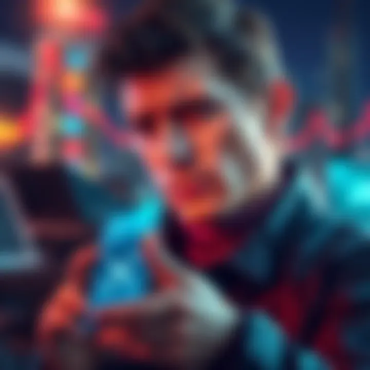 A person analyzing the XRP cryptocurrency on a Robinhood app interface with a concerned expression