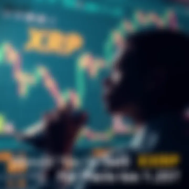 XRP Tokens Ready for Sale A person contemplating the sale of XRP tokens, with a digital wallet visible and a graph showing potential price drop, symbolizing investment decisions.