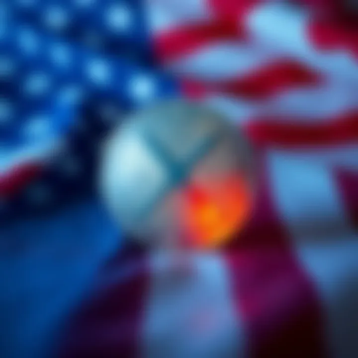 A visual representation of an XRP coin in front of the U.S. flag, symbolizing its potential impact on national debt.