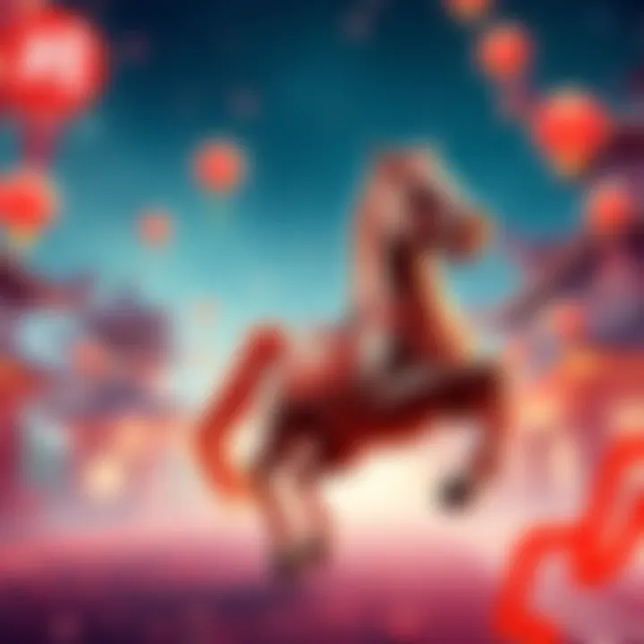 Celebrate the Year of the Horse A festive scene with a horse symbolizing prosperity and celebration for the Year of the Horse.