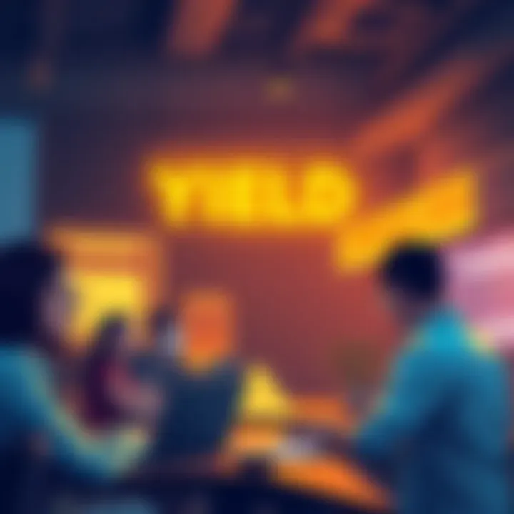 A graphic showing people posting questions about yield on USDC and USDT in a forum