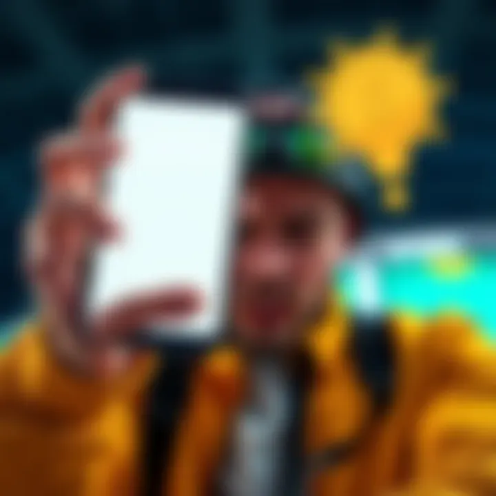 Person frustrated with a blank screen on a phone and a wallet icon indicating lost funds