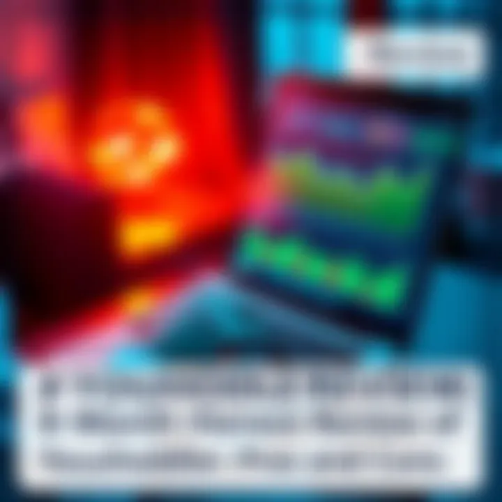 A person analyzing cryptocurrency data on a laptop with graphs and charts displayed, representing a review of YouHodler's services.
