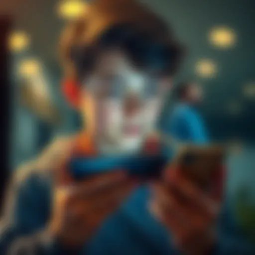 An 18-year-old looking at investment apps on a smartphone with a thoughtful expression, contemplating portfolio choices.