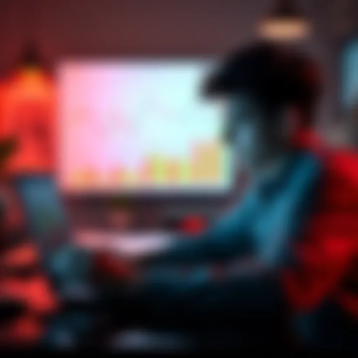 A 21-year-old looking at investment charts and options on a laptop, contemplating portfolio choices for a first investment.