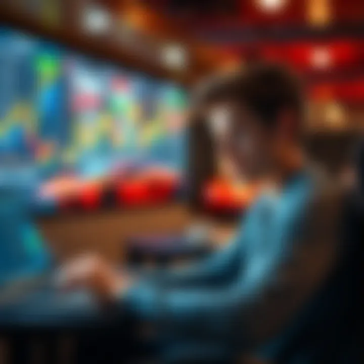 An 18-year-old man sitting in front of a laptop, looking thoughtful while considering a supercar and stock images on screen.