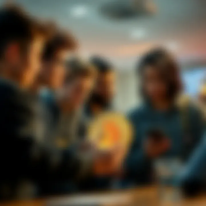 Group of young people discussing Bitcoin and crypto investments