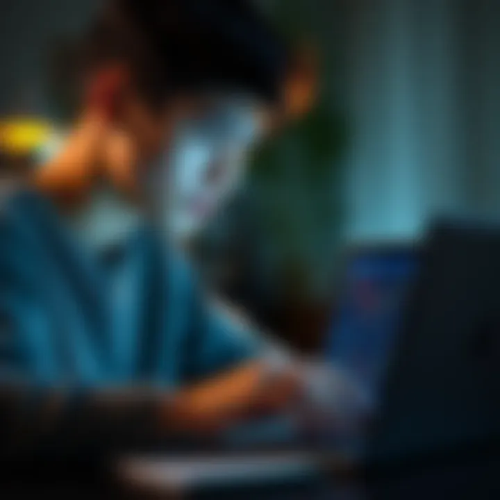 A 20-year-old looking at a laptop with Bitcoin charts while contemplating a $15K investment.